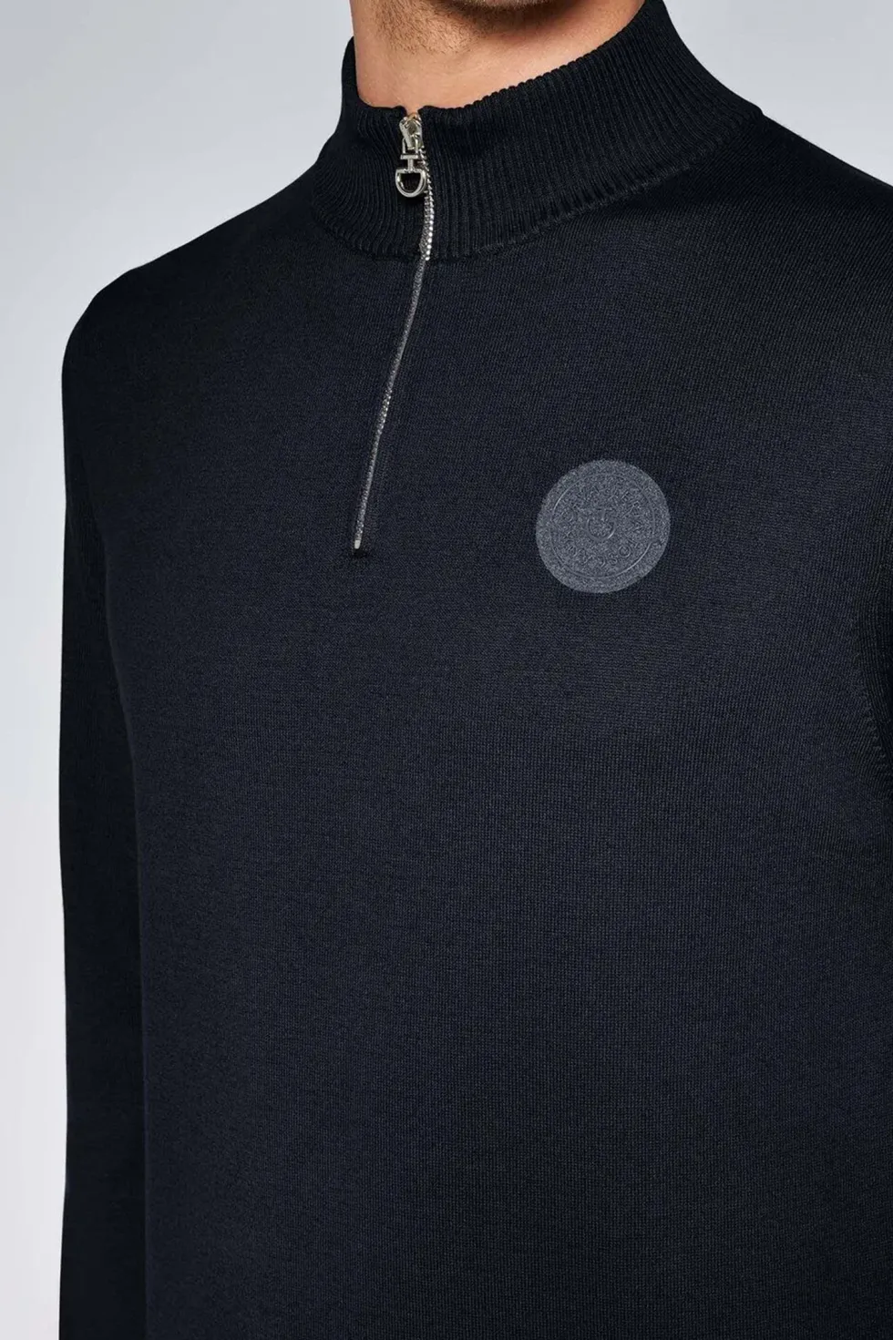 Bomull 1/2 Zip Herrtröja