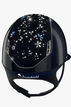2.0 Glossy Miss Shield Flower Swarovski Jewel 300 Swarovski Crystal Blazon Silver Navy