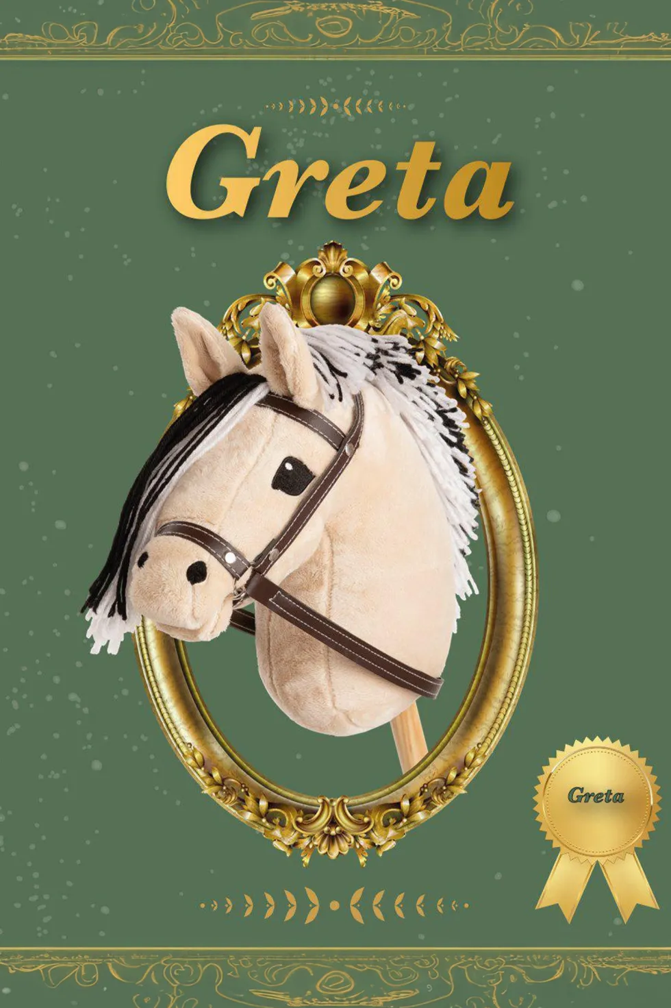 Käpphäst Greta Beige med Svart/Vit man