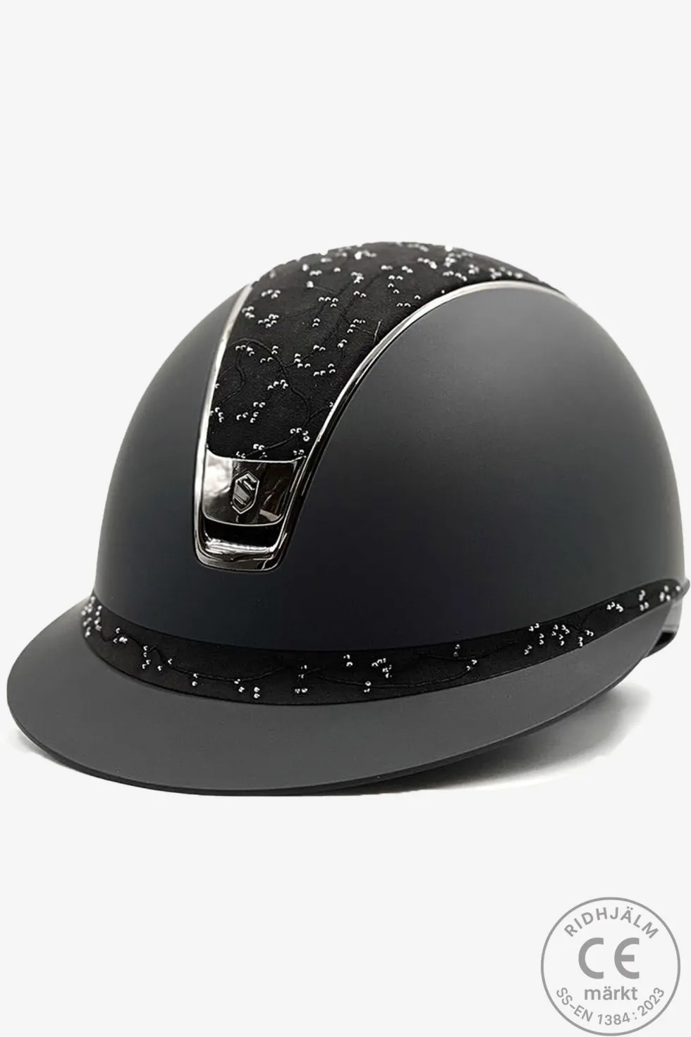 Ridhjälm 2.0 Shadowmatt Miss Shield Crystal Leaf Black Chrome Svart